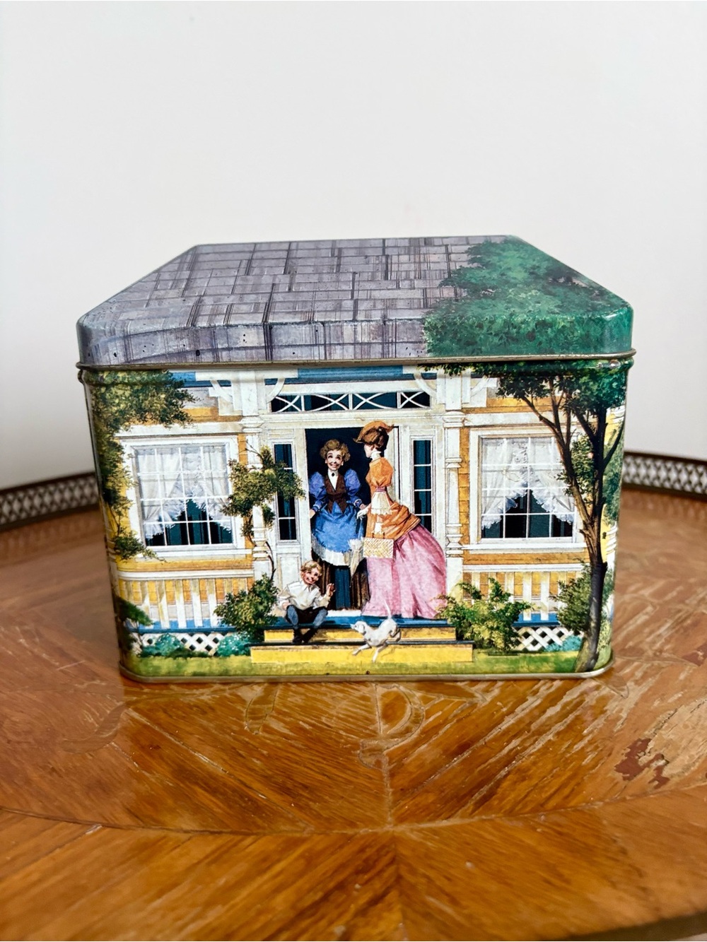 Victorian Cottage Decorative Tin Box - Multicolor